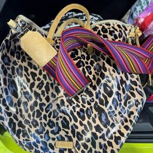 Consuela Leopard Print Bag with Multicolor Strap